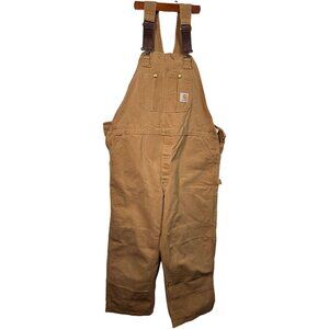 Carhartt Brown Duck Bib Overalls Men's 44x36 USA Made Workwear 100% Cotton